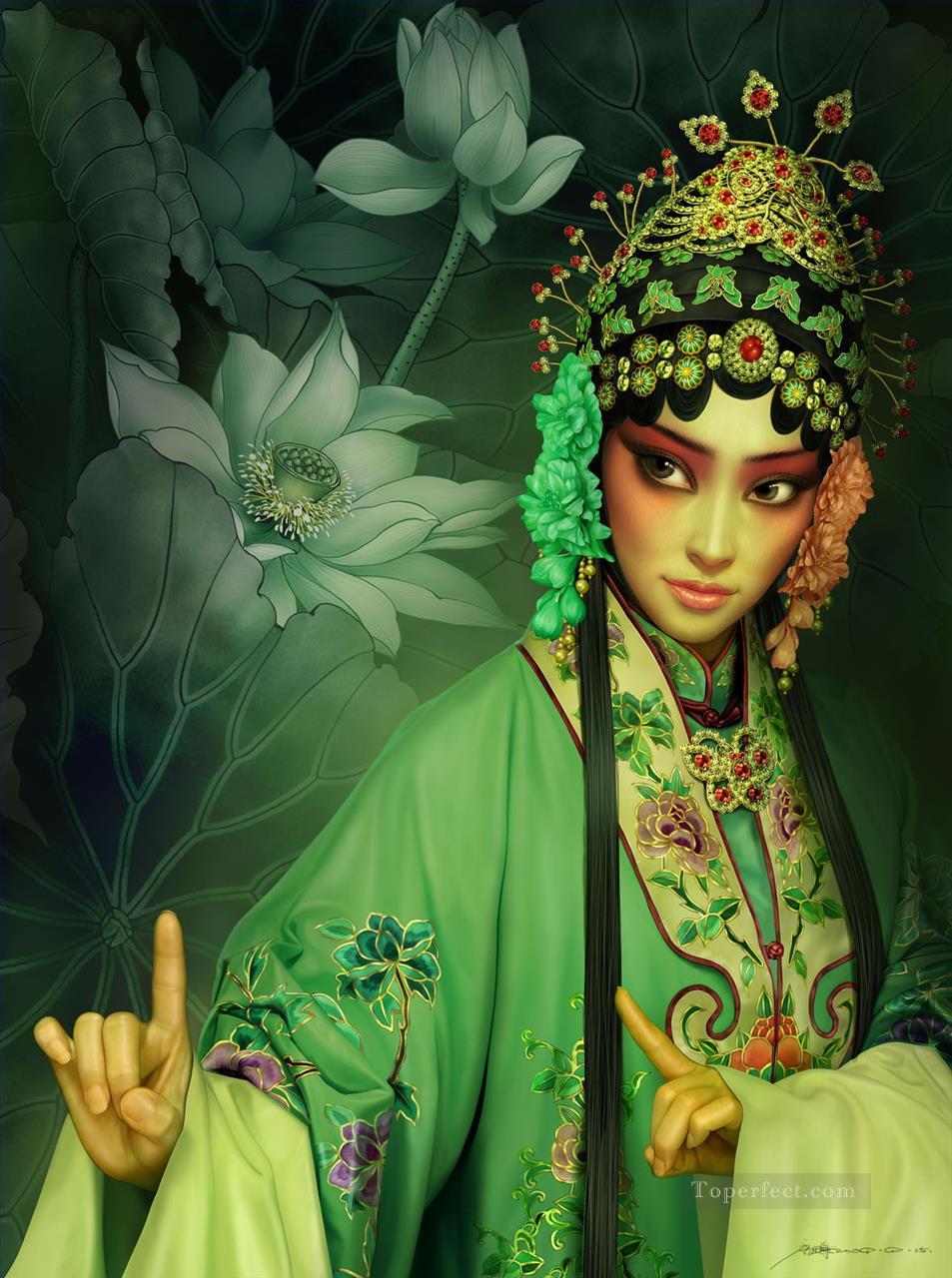 Yuehui Tang chino desnudo ópera de Beijing Pintura al óleo